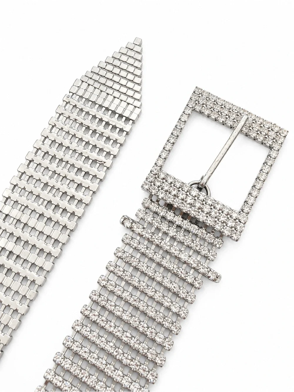 Crystal-Embellished Silver Tone Women's Belt